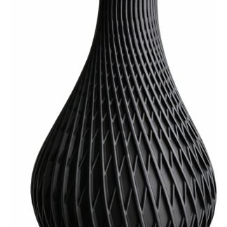 Vaso Elegante Design Preto Impressão 3d Pequeno 17cm