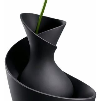 Vaso Escultural Curvo Moderno Preto 17cm